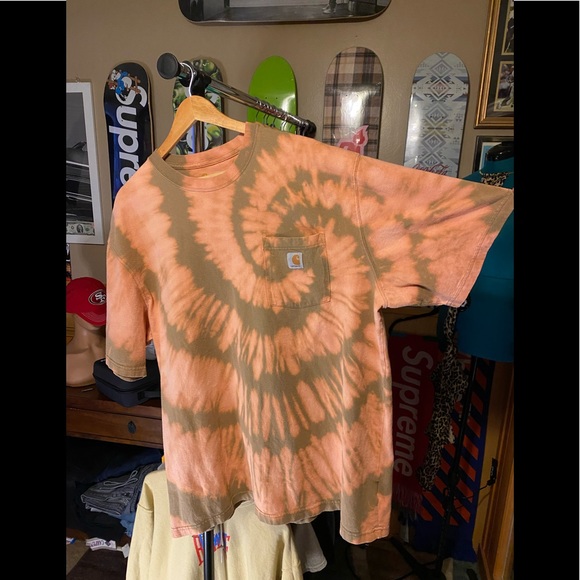 Custom one of one Carhartt spiral tie-dye reverse dye xxl Shirts